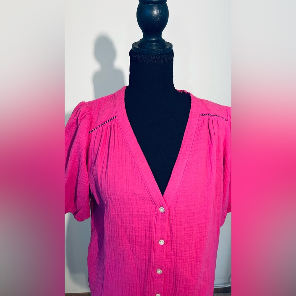 Knox Rose Bright Pink V-Neck Blouse